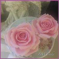 Pretty Pink Sugar roses for a wedding Cake