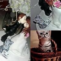 Cute wedding figures with cat