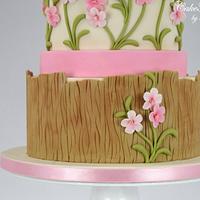 Pink Climbing Flowers Cake
