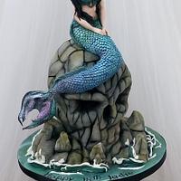 Mermaid on Skull Rock Cake