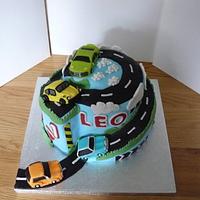 Race track and cars cake 