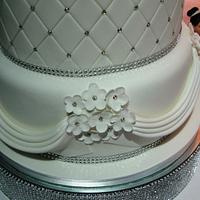 Swagged and quilted wedding cake