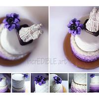 Purple Haze-A Purple Ombre  Frilled Wedding cake with Anemone flower