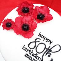 80th Birthday Red Poppy themed cake