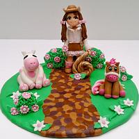 Cowgirl Theme Cake Topper