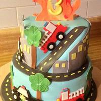 Firetruck and police car cake