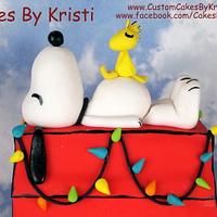 Snoopy and Woodstock Christmas Cake