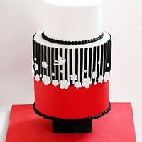 Black, Red and White Wedding Cake