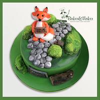 A fox feeding birthday cake!