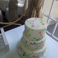 Flower Painted Wedding cake