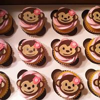 Big cupcake- brown and pink AND Monkeys