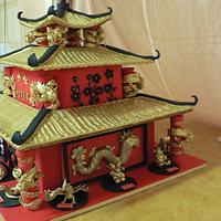 Chinese zodiac pagoda birthday cake