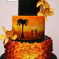 Sunset wedding cake