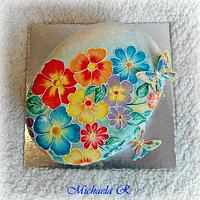 Hand painted flowers with butterflies