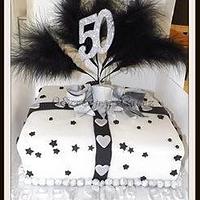 Black & silver themed 50th birthday cake.