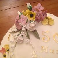 Swans and flowers cake