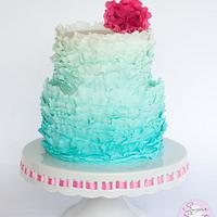 Aquamarine Ombre Frills Cake