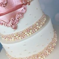 Fairytale rose gold lock wedding cake 