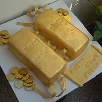An edible gold bar cake