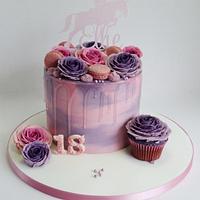 Watercolour buttercream roses drip cake