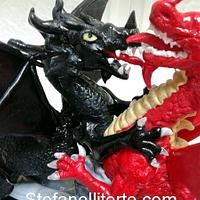 Red dragon vs Black dragon cake