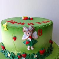 Strawberry garden cake