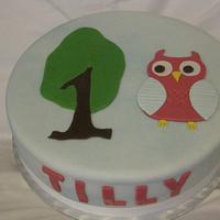Owl first birthday cake