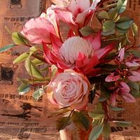 bouquet with amaryllis & protea 