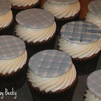 Blue Gingham Baby Shower Cupcakes