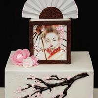 Handpainted Geisha cake