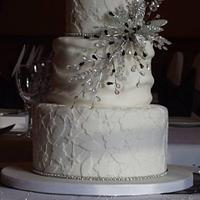 Lace overlay wedding cake