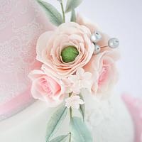 Romantic soft pink wedding cake