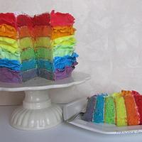 Rainbow Cake with Ruffles