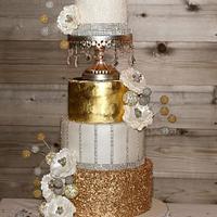 Silver & Gold 50th Birthday Cake