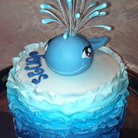 christening cake with whale