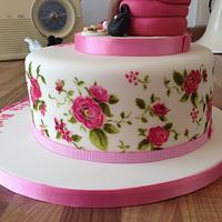 Painted roses cake
