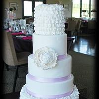white peony wedding cake