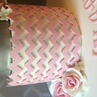 Pink chevron vintage cake
