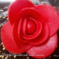 Devil's chocolate cake with a red rose