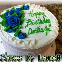 Basic Birthday Cake w/ Roses & Squares