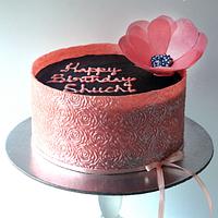 Summery-flowery salmon pink cake!