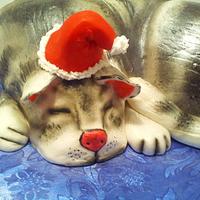kitten cake with Santa hat