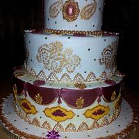 Indian Style Wedding Cake with saree design