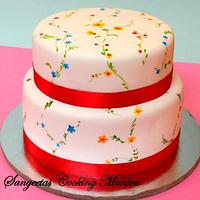 Floral hand painted cake