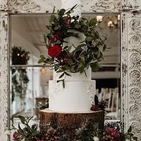 Rustic winter wedding cake