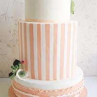 "Stripes" Peach and White Wedding Cake 