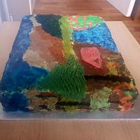 Painted landscape cake
