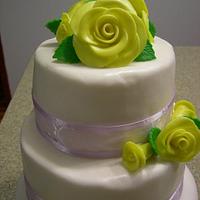 Yellow and Lavender Wedding Cake