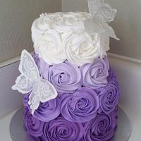 Purple Ombre Rosette Cake