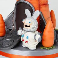Easter Cake - The Space Bunny and his Rocket Carrot make it to the Moon !!